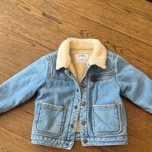 Zara Denim Jacket with Sherpa Lining